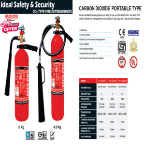 Safe Pro CO2 Type Fire Extinguisher | Capacity – 2 Kg & 4.5 Kg