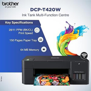 Brother Dcp-T420W All-in One Ink Tank Refill System Solid Ink Printers with Built-in-Wireless Technology, Black